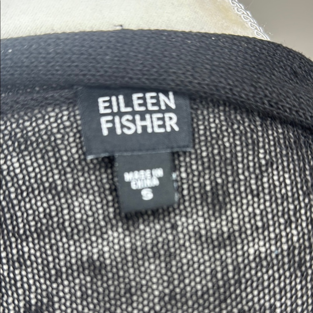 Eileen Fisher Black Women's Linen Cardigan Sweater Minimalist Layering Luxury S - Picture 9 of 10